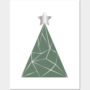 Low poly silver Xmas tree Posters and Art